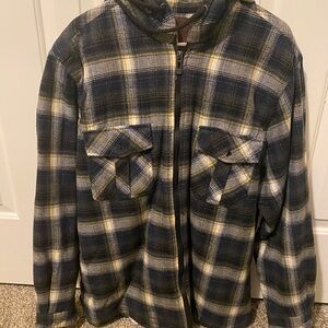 Eddie Bauer Men's Yellow and Gray Plaid Jacket